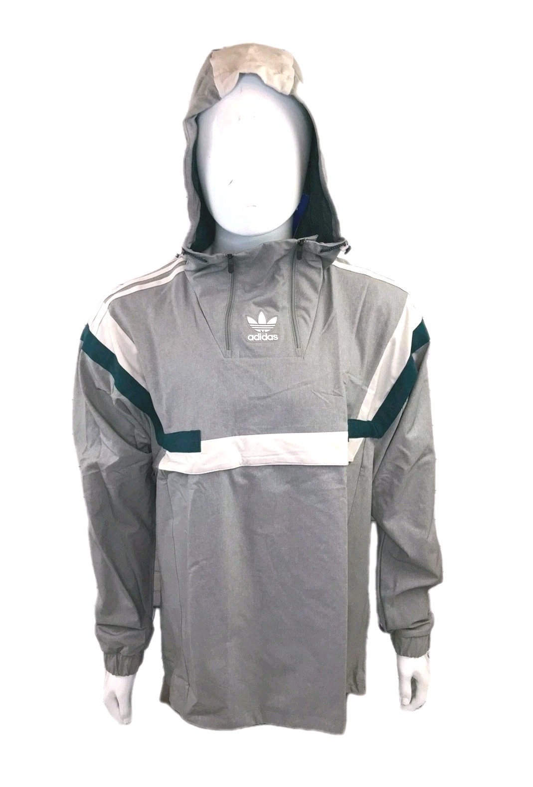 adidas Men’s BR8 Pullover Windbreaker Jacket Charcoal Grey/Chalk Size S DT2732