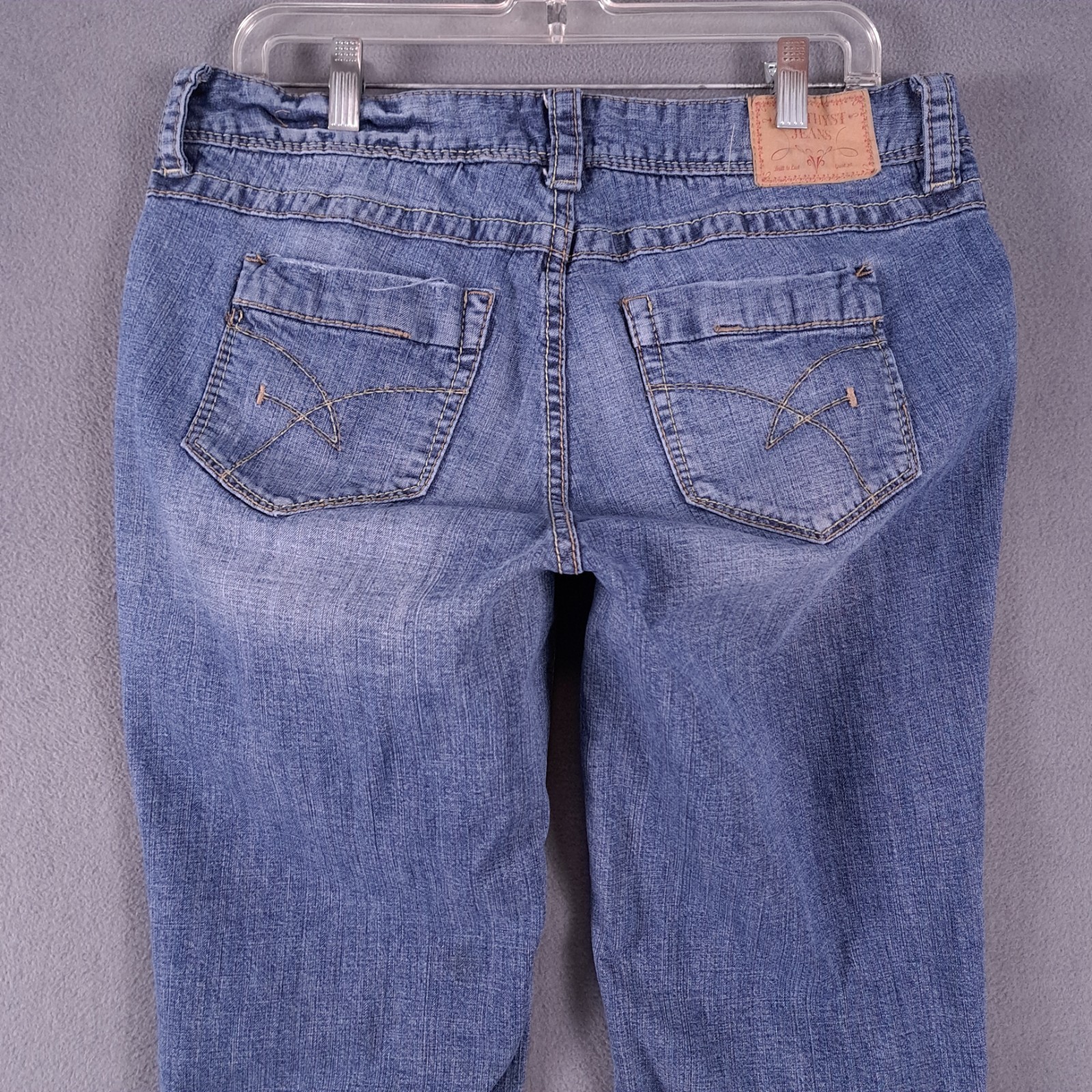 Amethyst Jeans Womens 14 Blue Denim Low Rise Bootcut Distressed Stretch Grunge