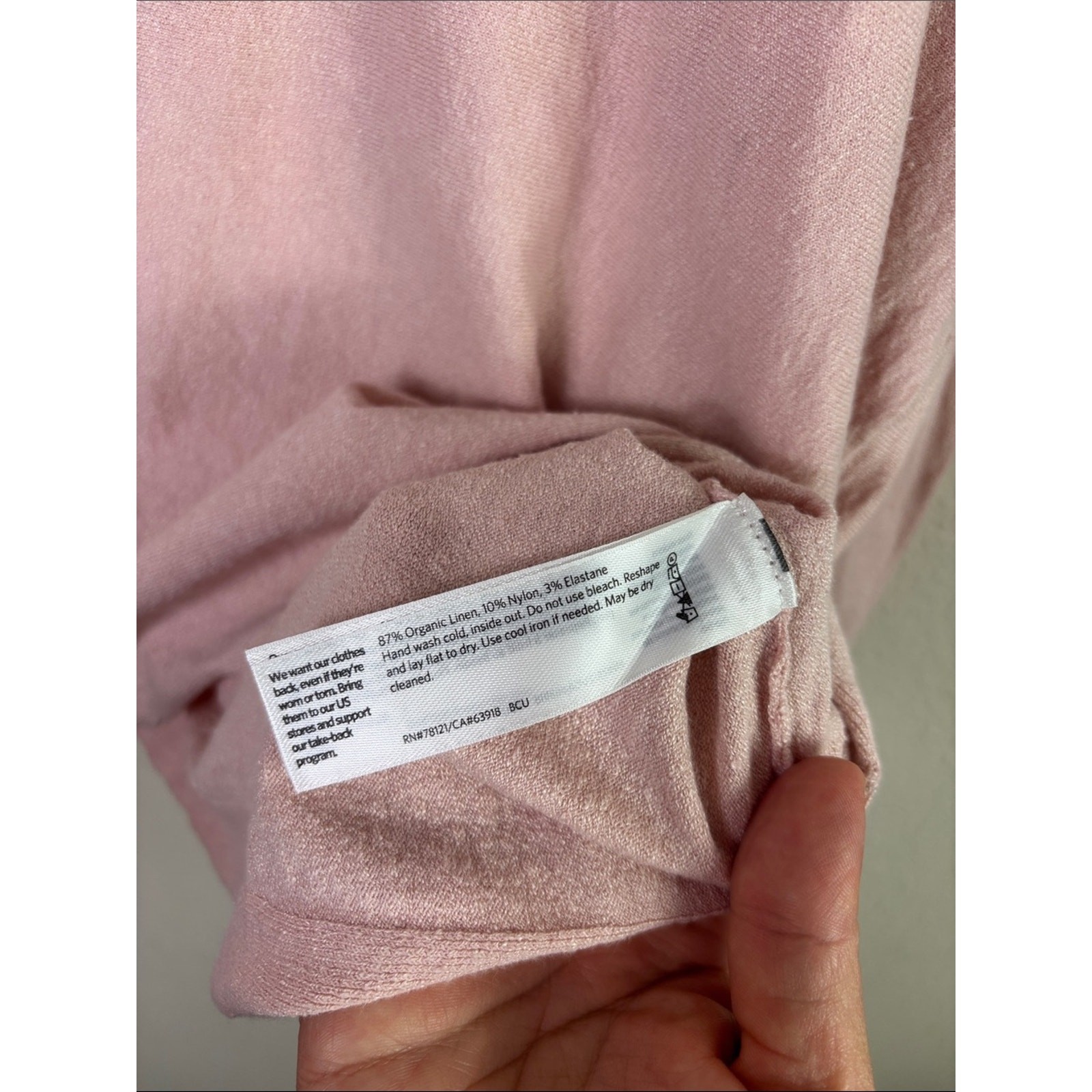Eileen Fisher Organic Cotton LinenBlend Slub Top in Blush Pink size XS