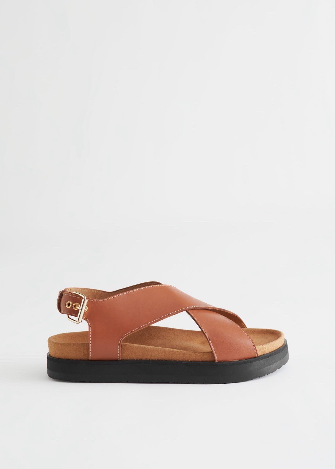 & Other Stories Tan Leather Cross Strap Sandals EU 37 NWO