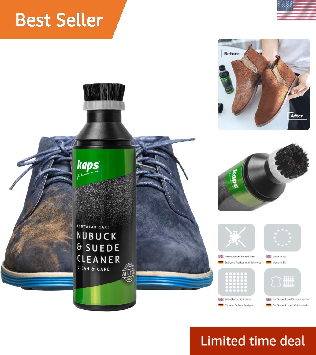 Versatile Nubuck & Suede Cleaner – 75ml, All-Color Applicator with Cloth & Brush