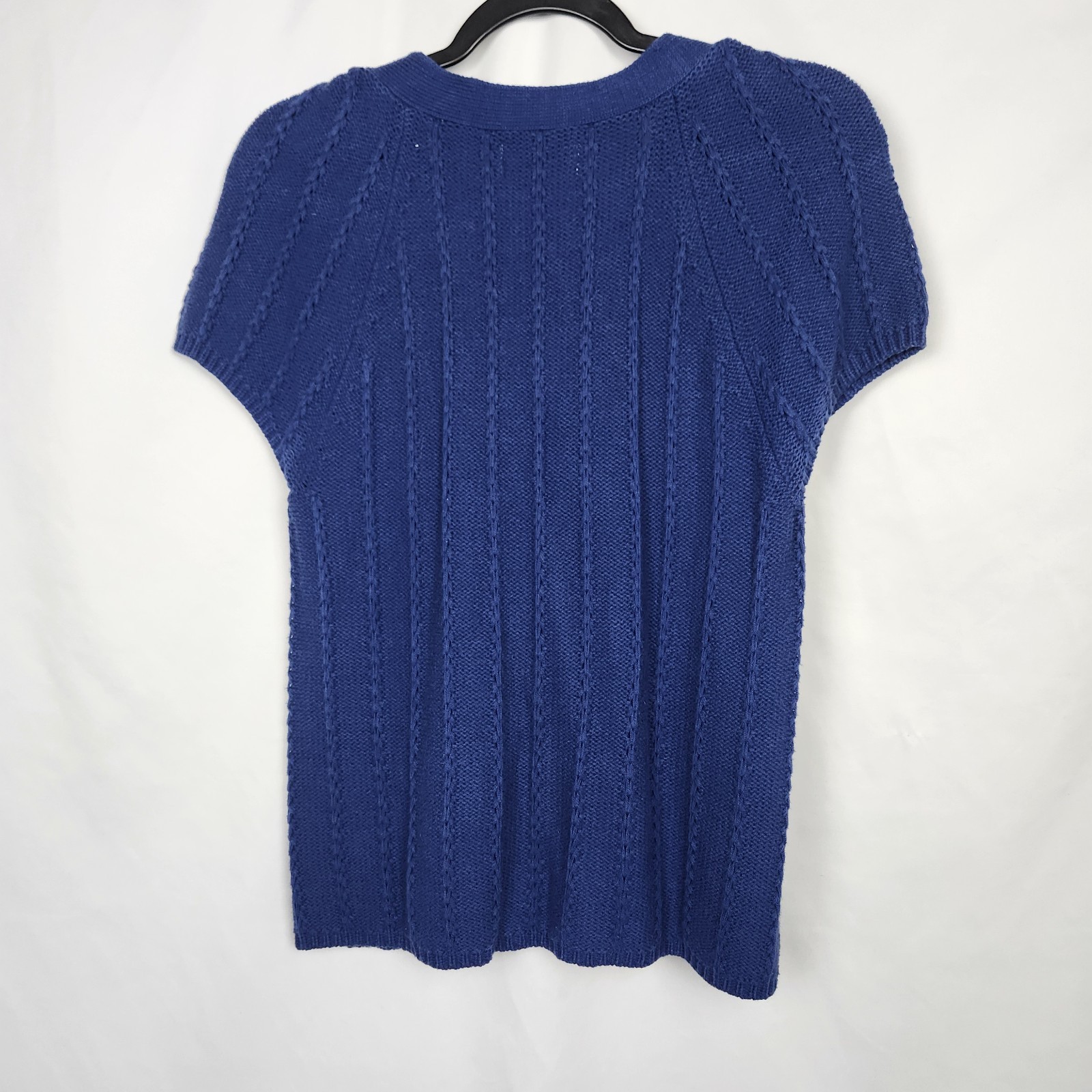 Sonoma Women One Button Knit Cardigan Sweater Short Sleeve Blue Size Medium