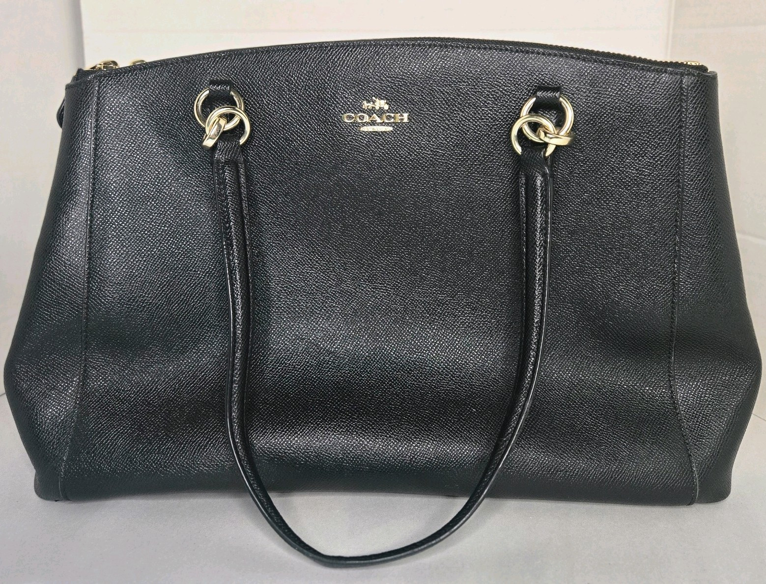 Coach Christie Carryall Tote Bag Style F57525 in black crossgrain leather