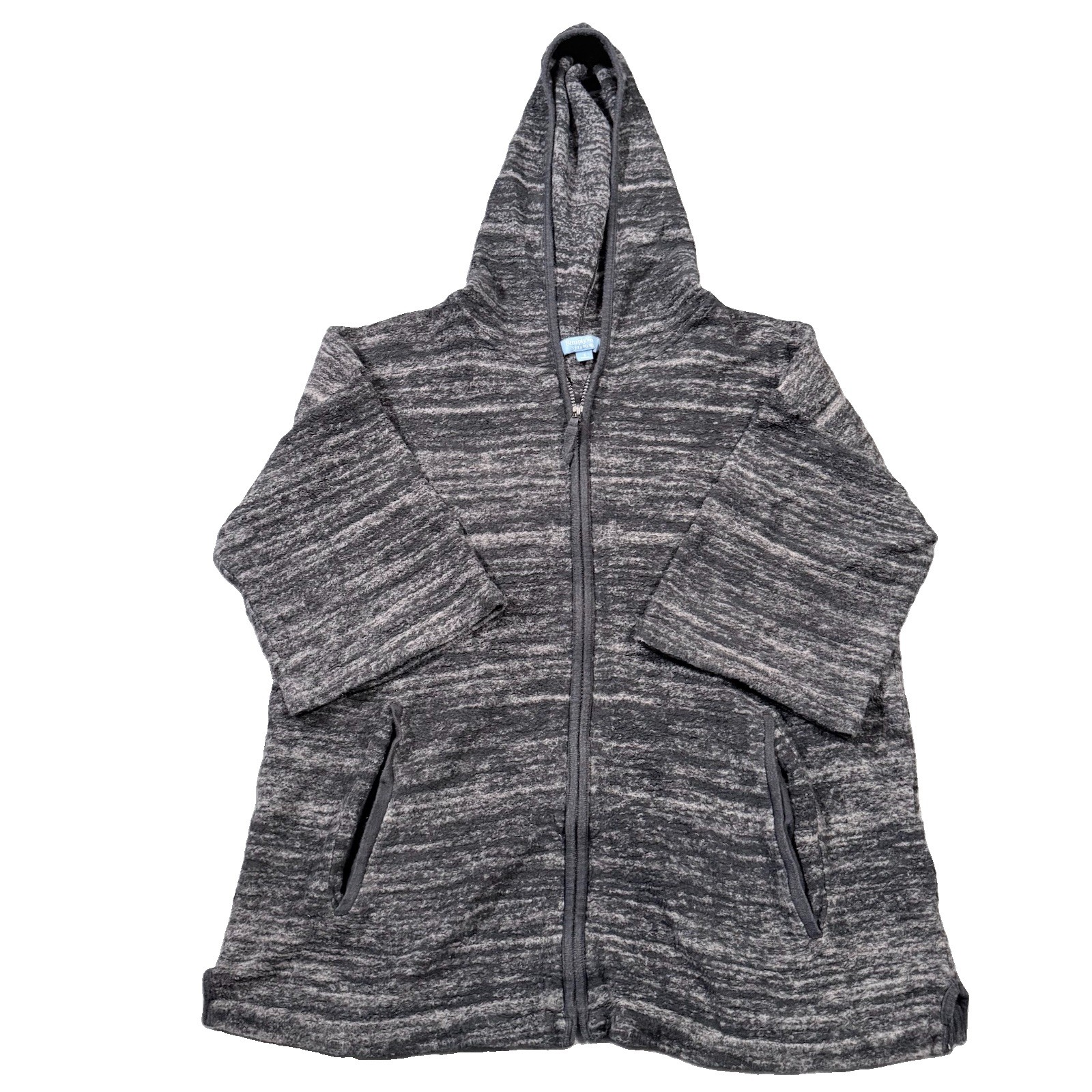 Simply Vera Vera Wang Women’s Heathered Gray Full Zip Fleece Hoodie Pockets S