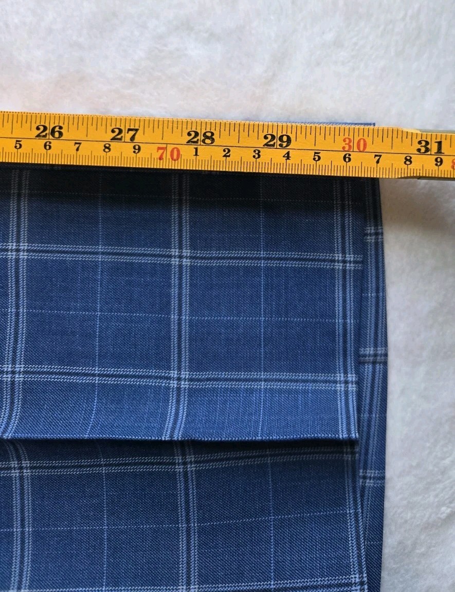 Lineage Performance Stretch Fabric Blue Windowpane 2pc Suit Mens 50R Pants W44