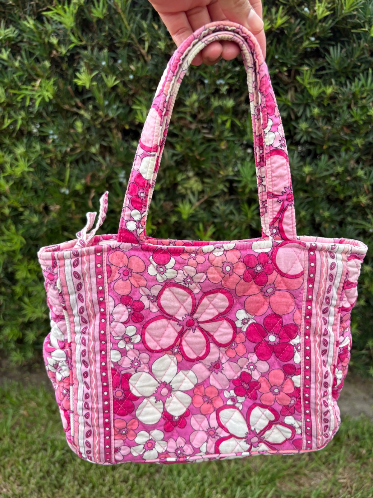 Vintage Vera Bradley Petal Power Pink Retired Print Purse Shoulder Bag Handbag