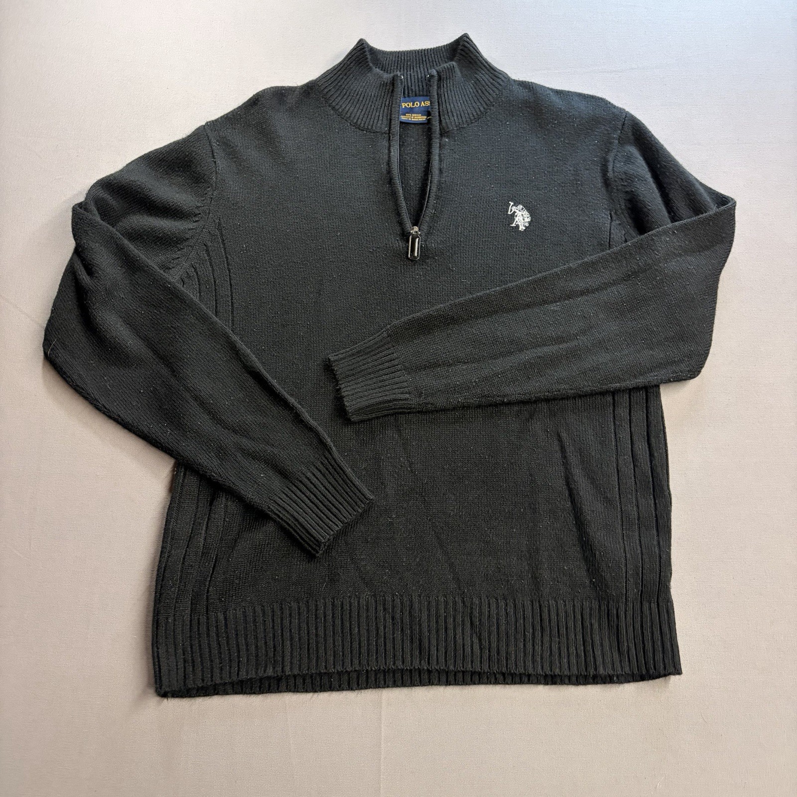 U.S. Polo Assn. Men’s Black Mock Turtle Neck 1/4 Zip Knit Sweater Size M