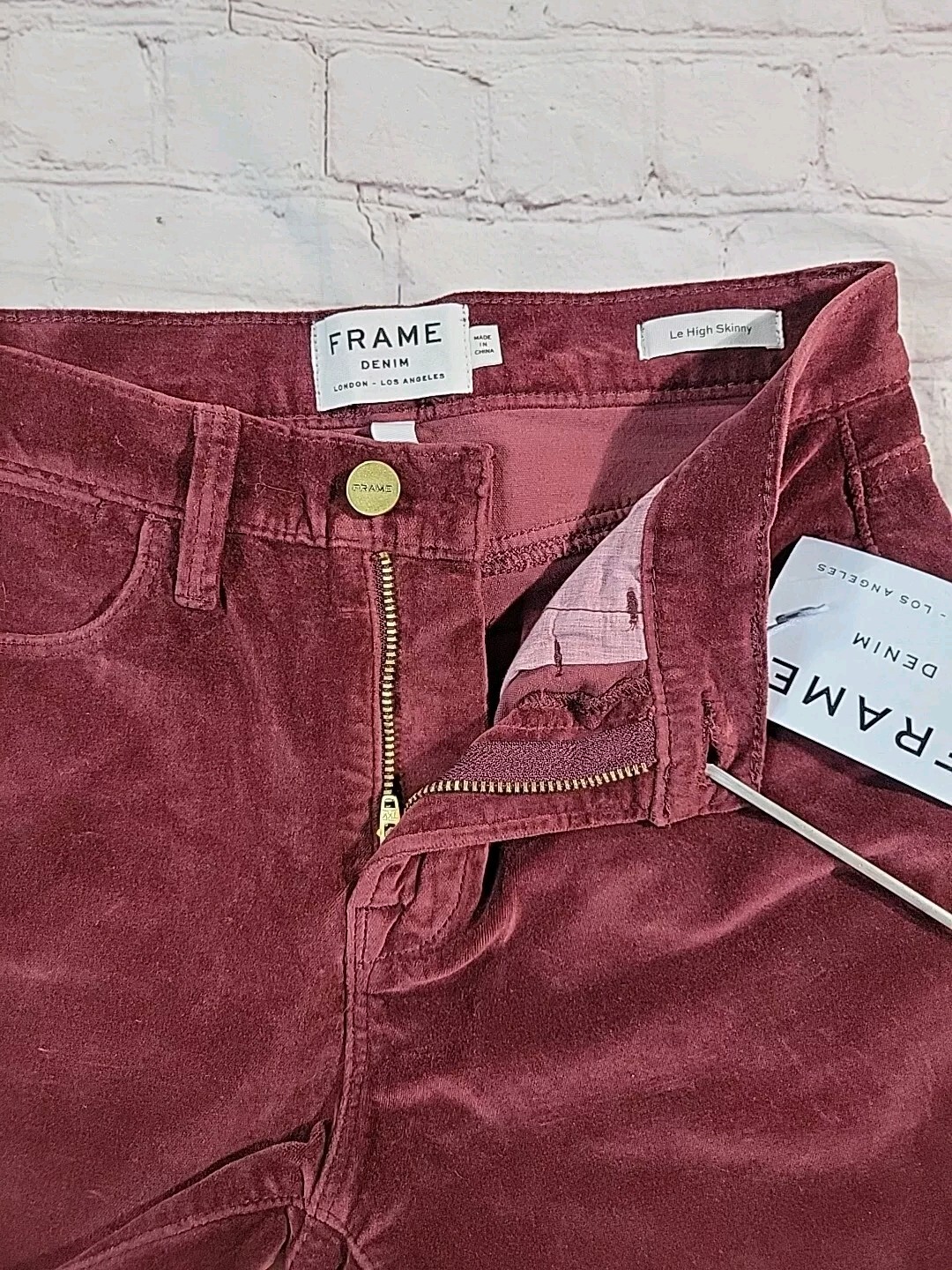 Nwt Frame Corduroy Jeans Size 25(27×27) Pinot Red Le High Skinny Straight