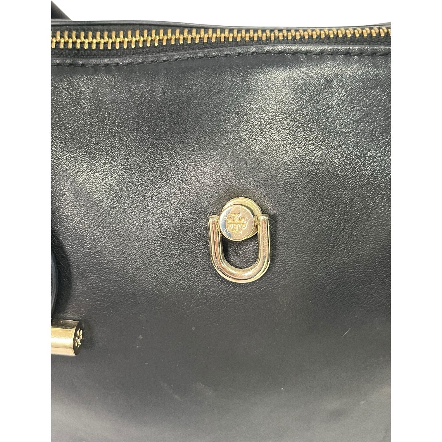 Tory Burch Robinson Satchel Womens Medium Black Leather Top Handle Designer