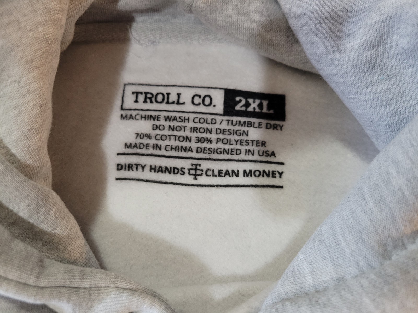 NWT Troll Co Gray Haggler Hoodie Nens Size 2XL