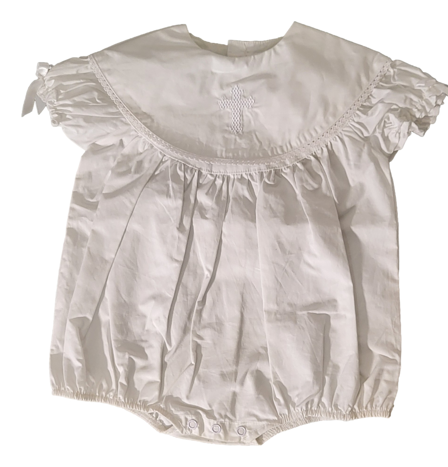 Mud Pie Bubble Romper White Christening Outfit Girl’s One-Piece 0-6 Months
