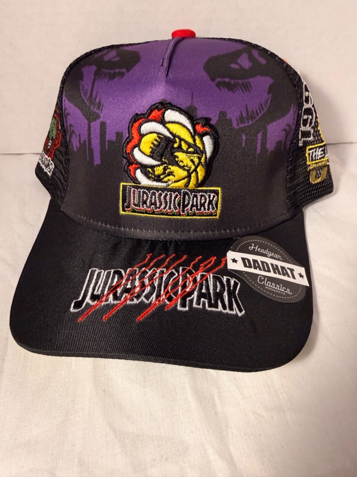Jurassic Park Dad Hat Snapback Ovo Colab Black Purple Headgear Classic Adjustabl