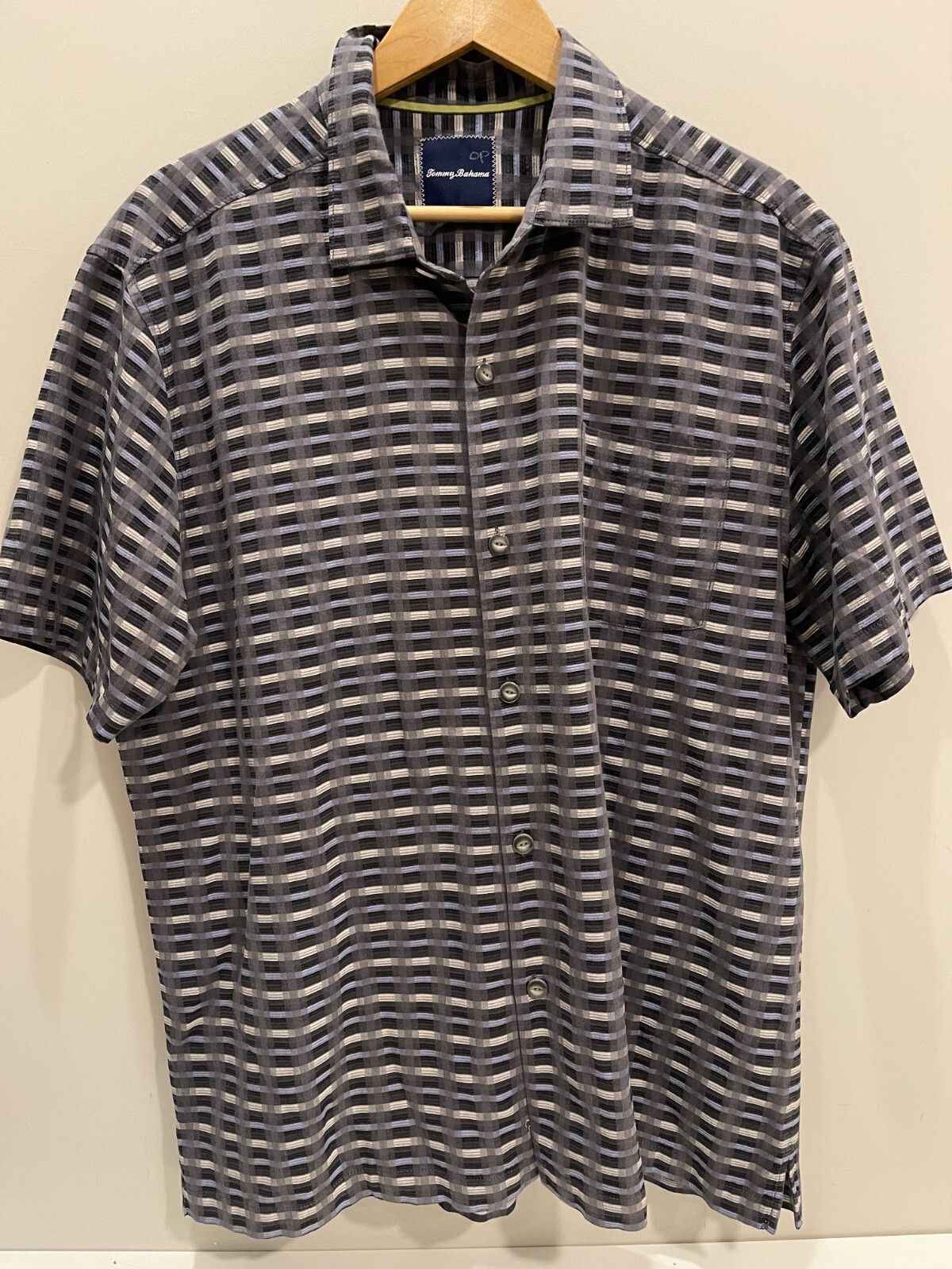 TOMMY BAHAMA Pixel in Paradise Mens Camp Shirt Large Silk Cotton Casual SZ XL