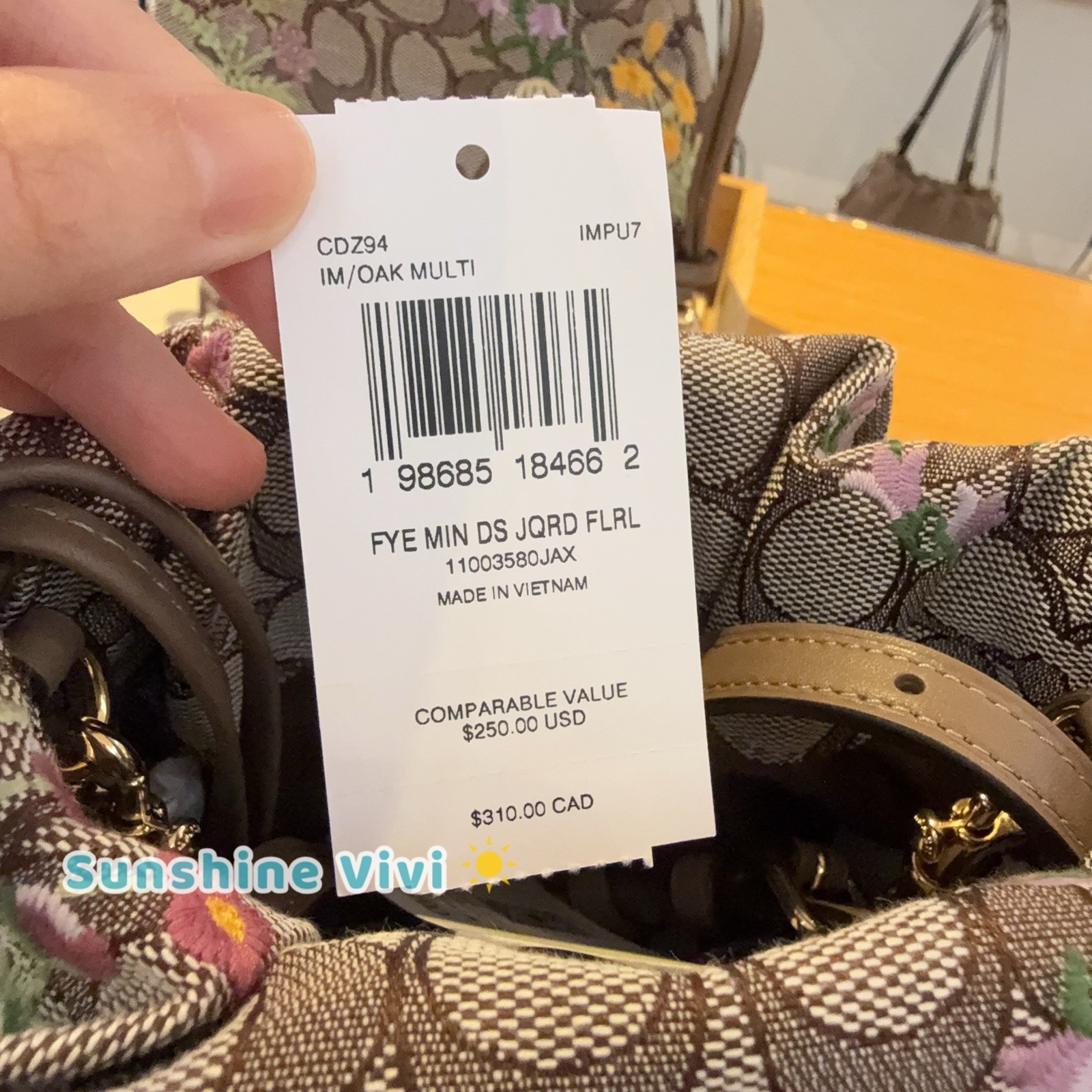 NWT Coach Faye Mini Drawstring Bag Signature Jacquard Floral Embroidery CDZ94