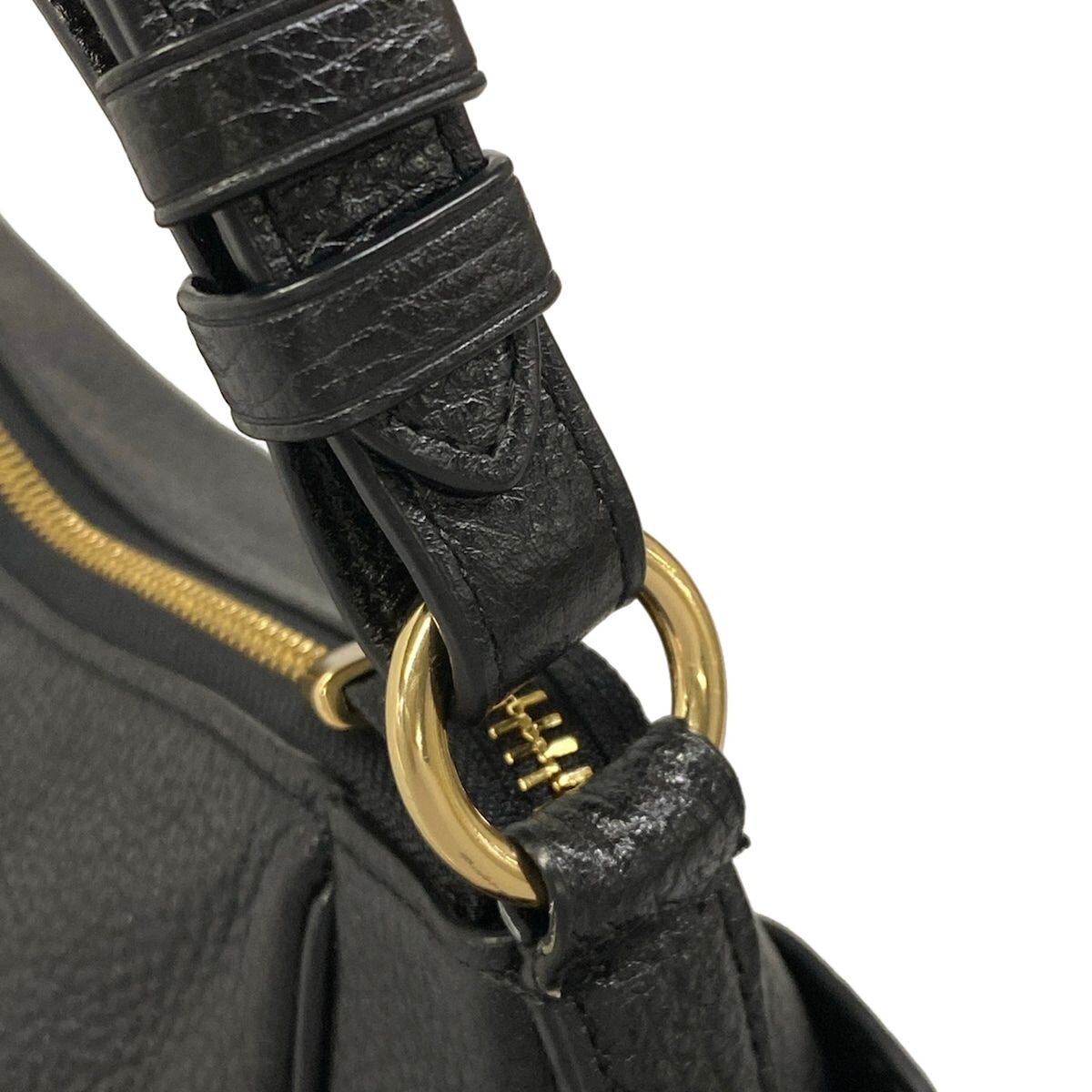 COACH Rorie Black Leather Shoulder Bag C2853 Gold Hardware From Japan Auth