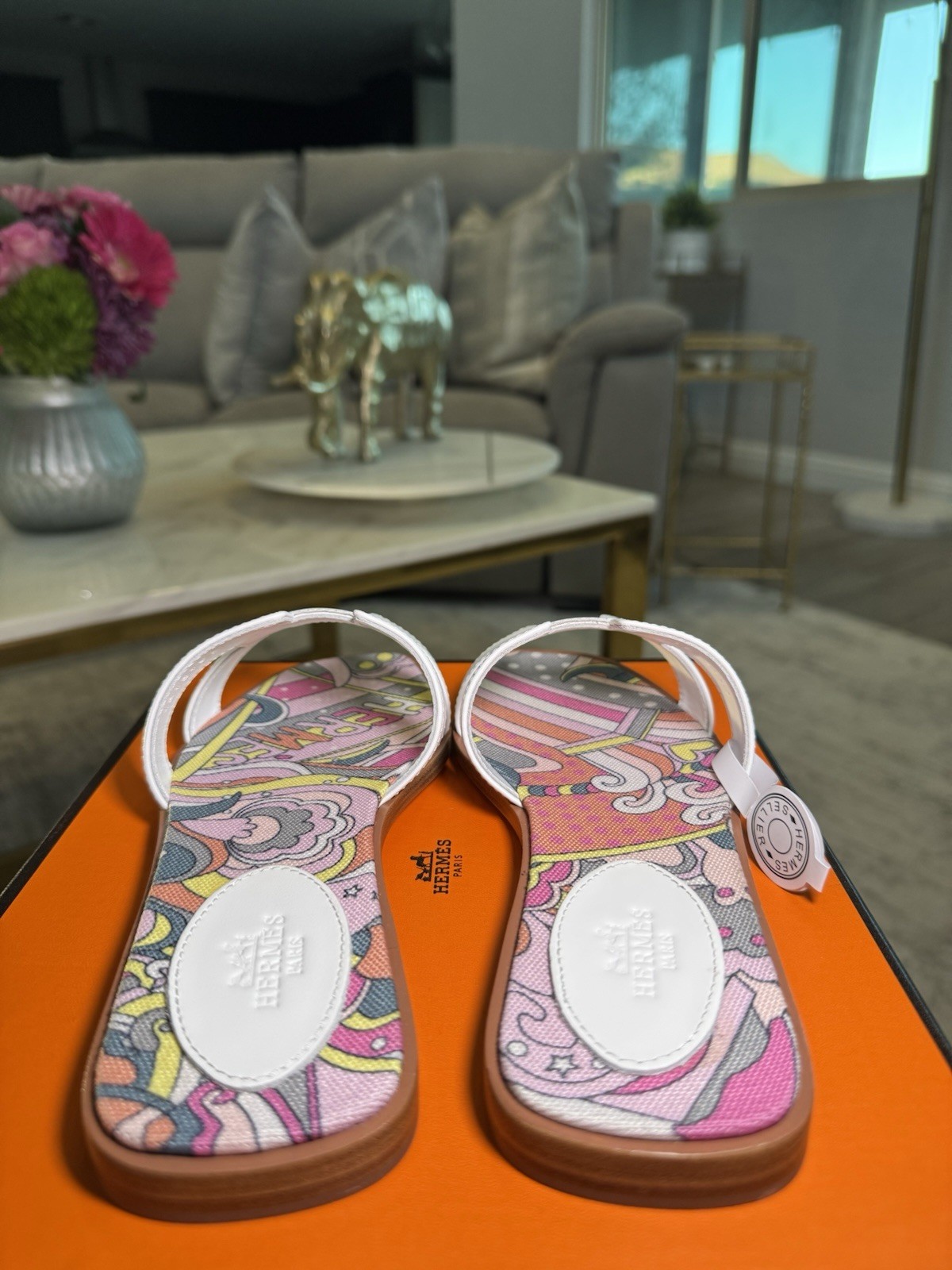 Hermes Oran Sandals – Size 37 – Limited Edition Printed Insole