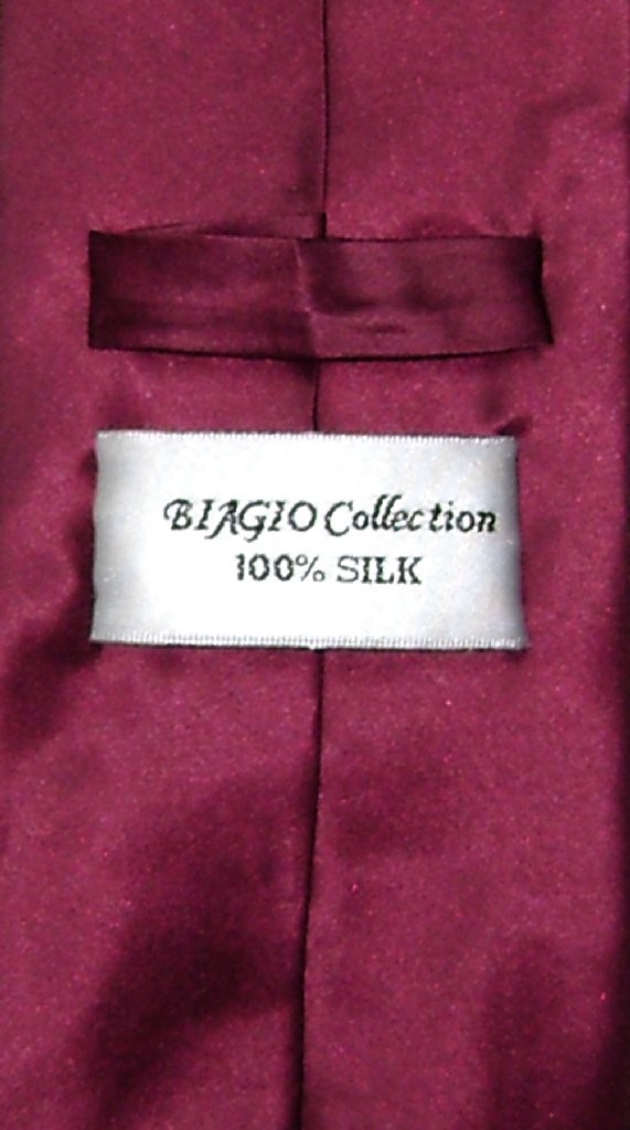 Biagio 100% SILK NeckTie Solid BURGUNDY Color Mens Neck Tie