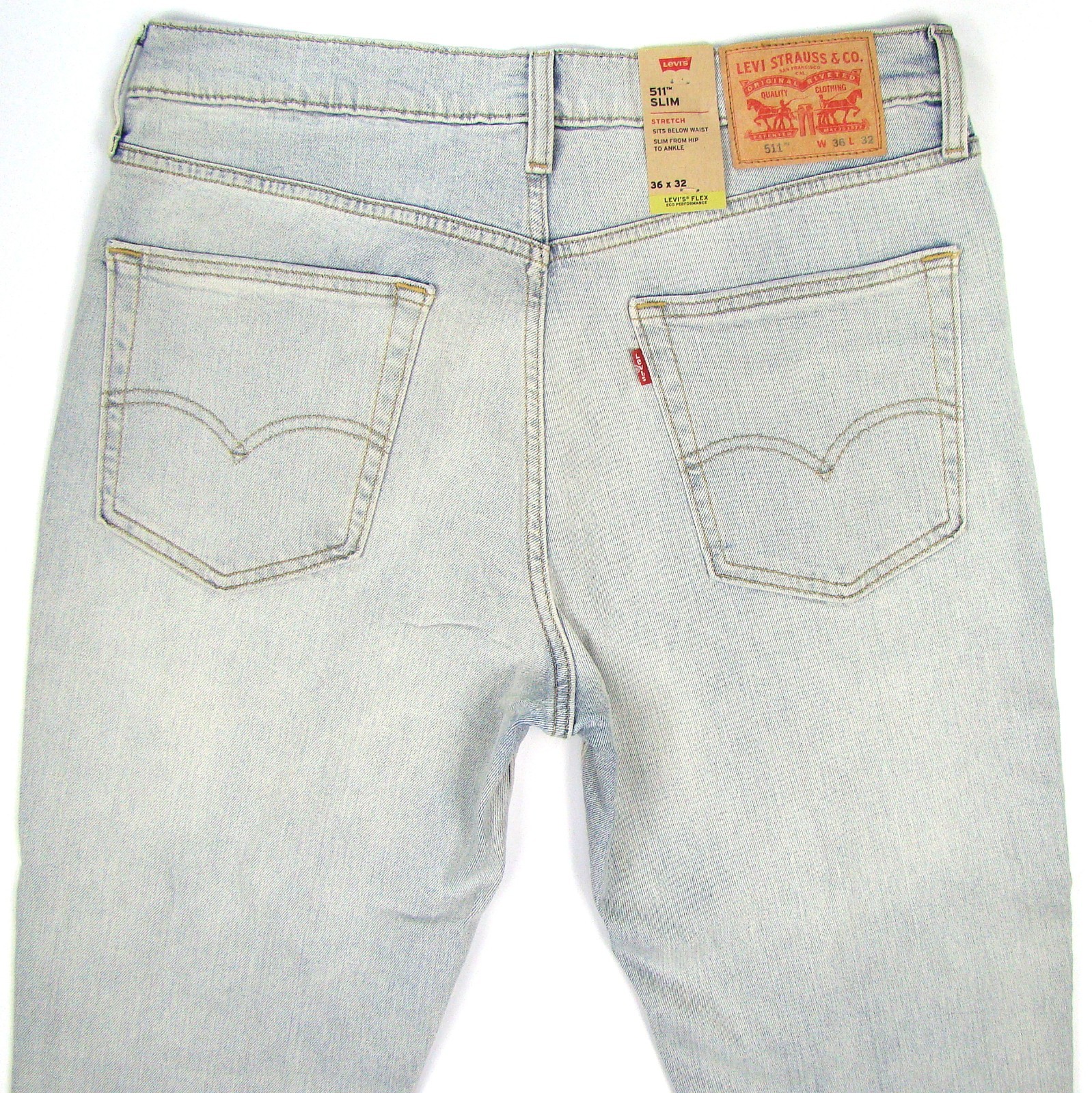 NEW Levis 511 Men’s Jeans Slim Fit Size 36×32 BLEACH LIGHT BLUE – FREE SHIPPING