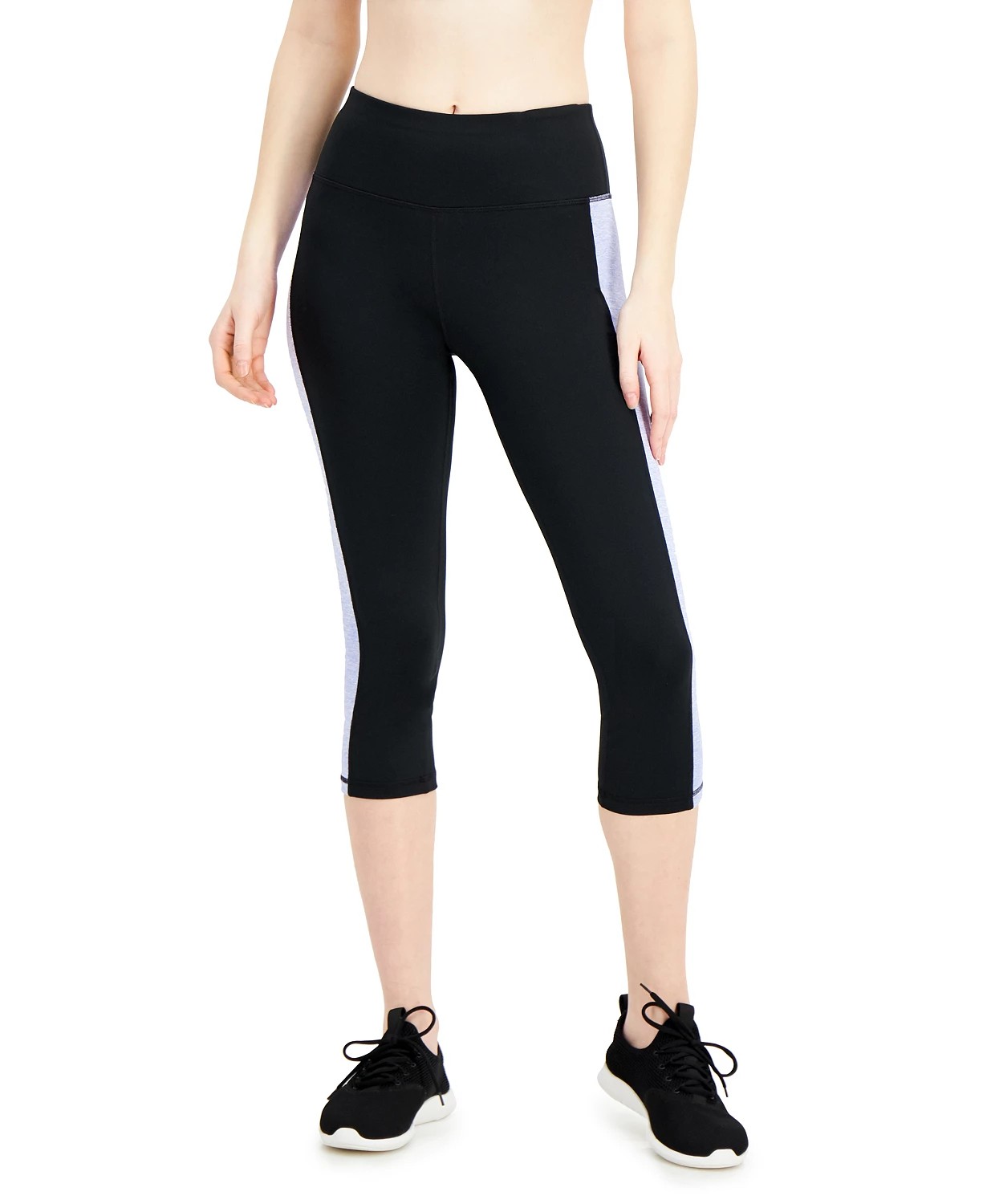 Womens Cropped Yoga Leggings Black Colorblocked Medium IDEOLOGY $24 – NWT