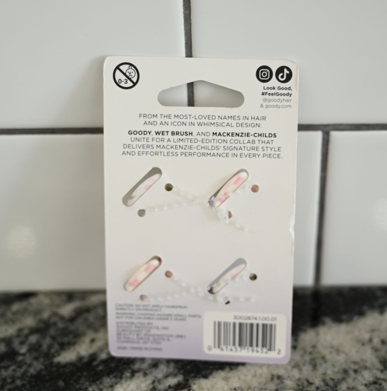 NEW Goody x MacKenzie Childs Mini Claw Clip Pink 4 Ct Whimsical Check