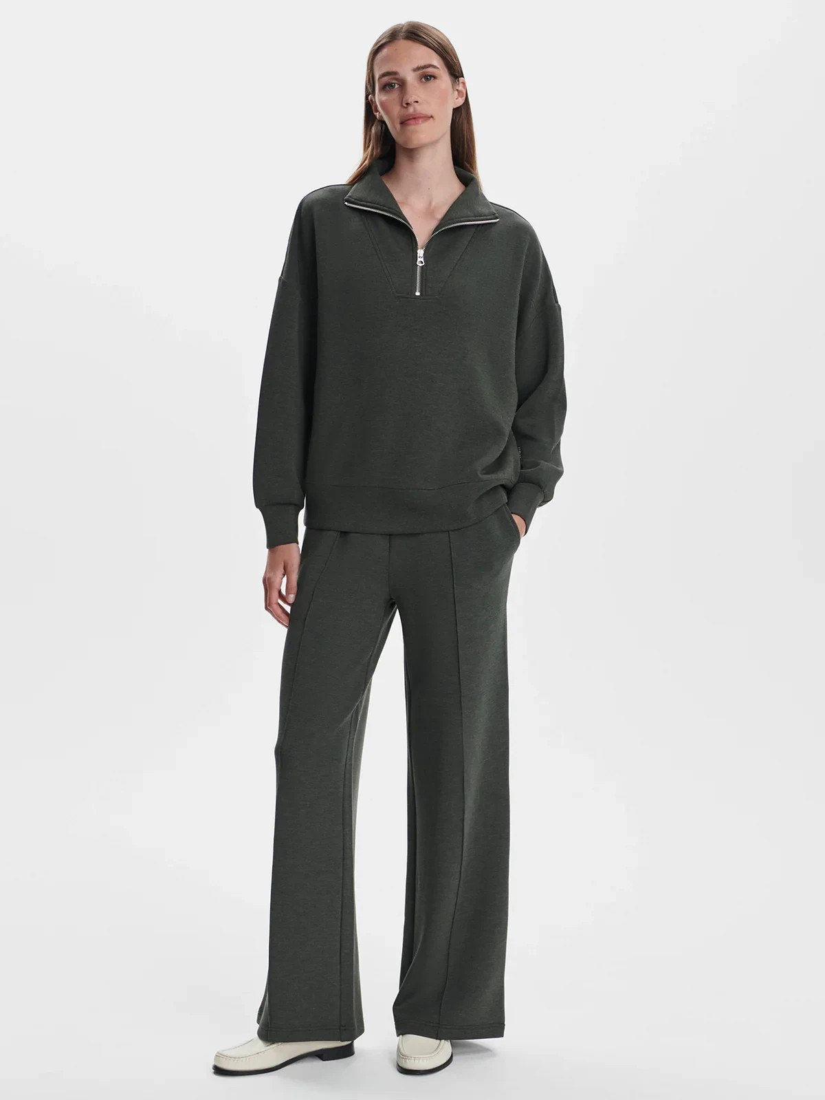 🧡*NWT*Varley Hawley Half-Zip Sweater Pullover Women’s Size L Color -Oliver Marl