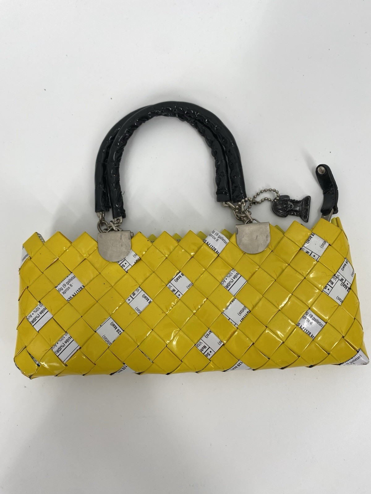 Nahui Ollin Yellow and Black Woven Handbag