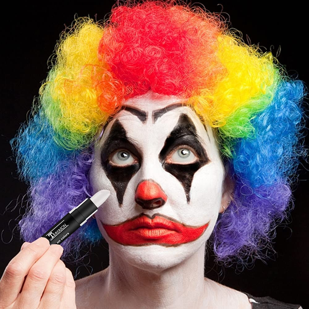 3 PCS Makeup Clown White Cream-Blendable Stick-Eye Black Sticks Face Body Paint
