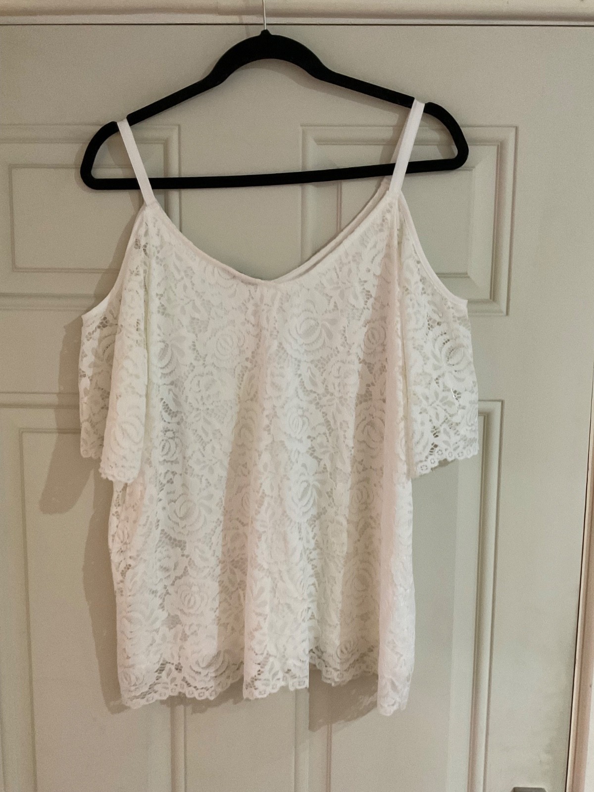 New Soon Matalan Lagenlook Ivory Floral Lace Stretch Blouson Top – Size 14 BNWT