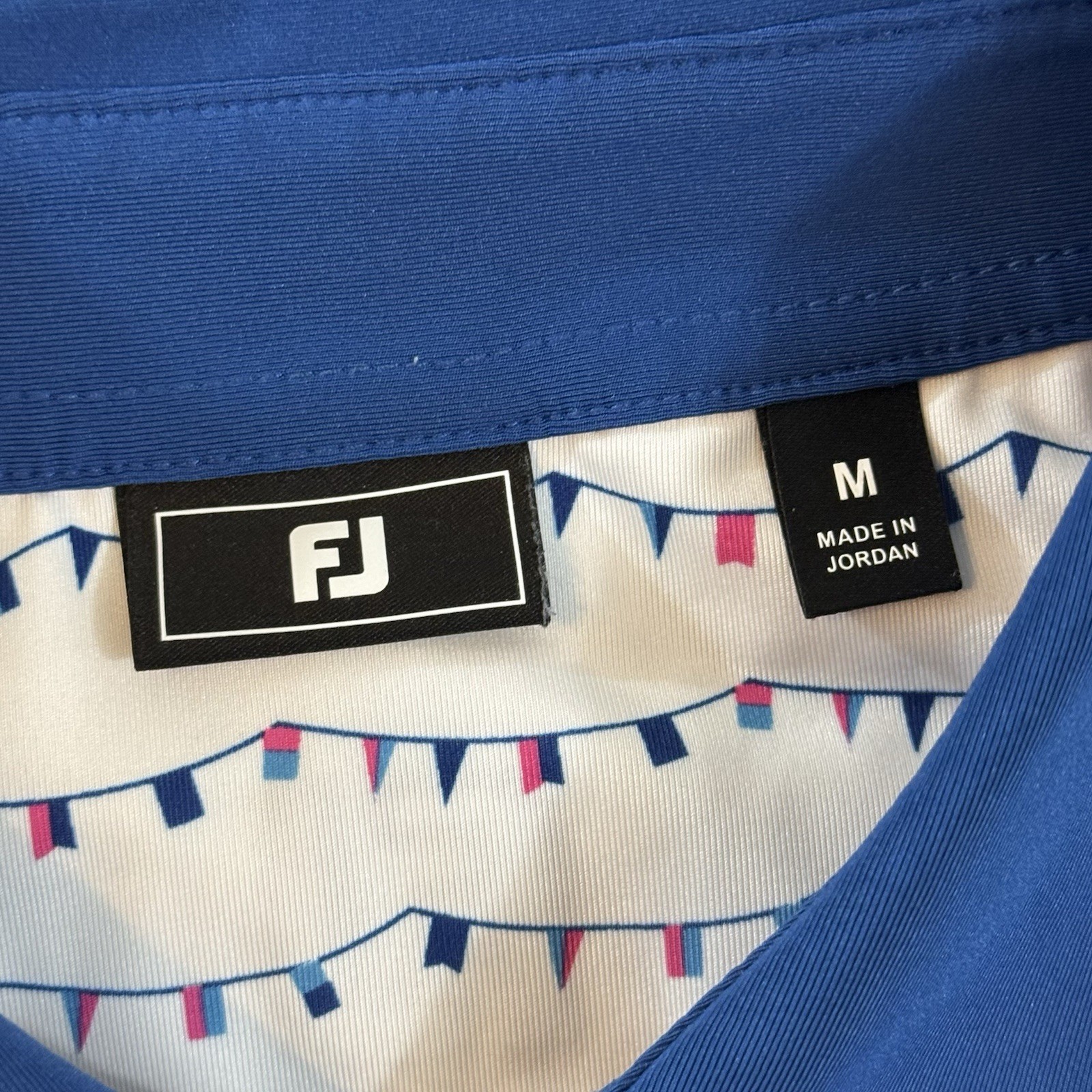 FootJoy Men’s White Flag Banner Print Lisle Golf Polo Men’s M Calvert Crossing