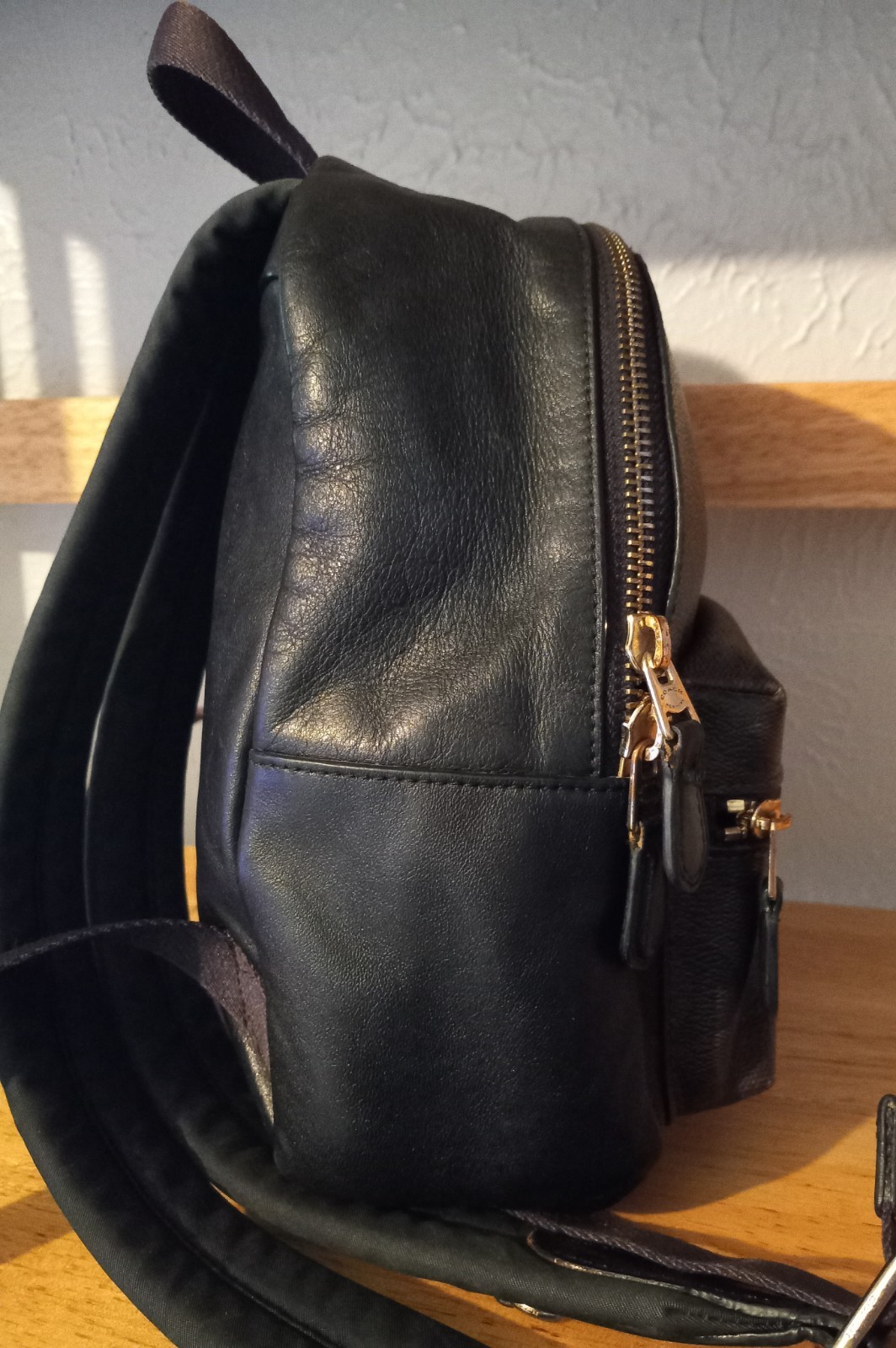 Coach Charlie Signature Canvas Backpack Brown Black Gold Zipper Closure Pockets