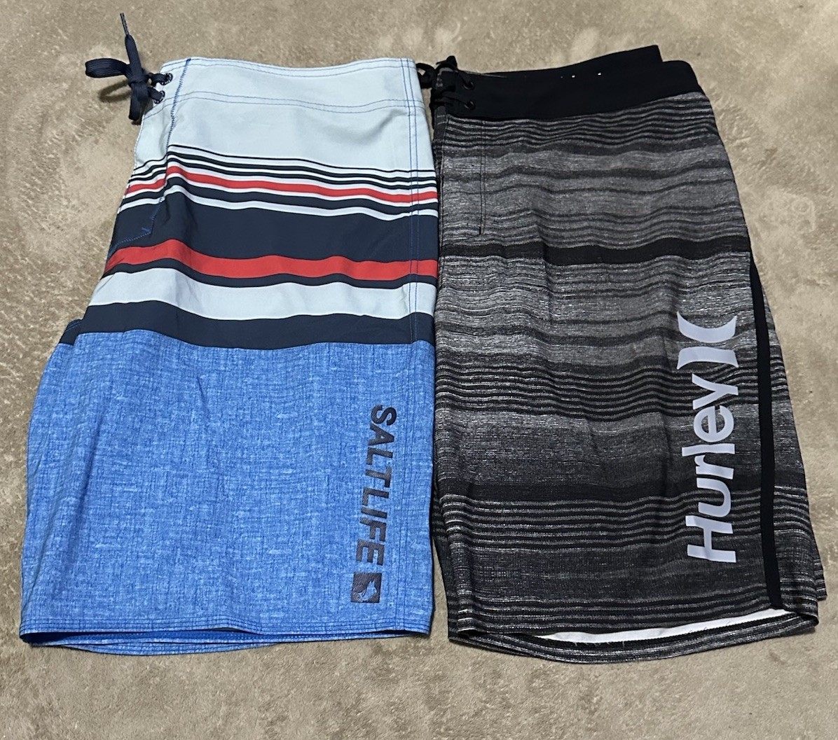 Salt Life SLX-QD & Hurley Phantom Men’s Board Shorts Lot 2 Size 34 Striped