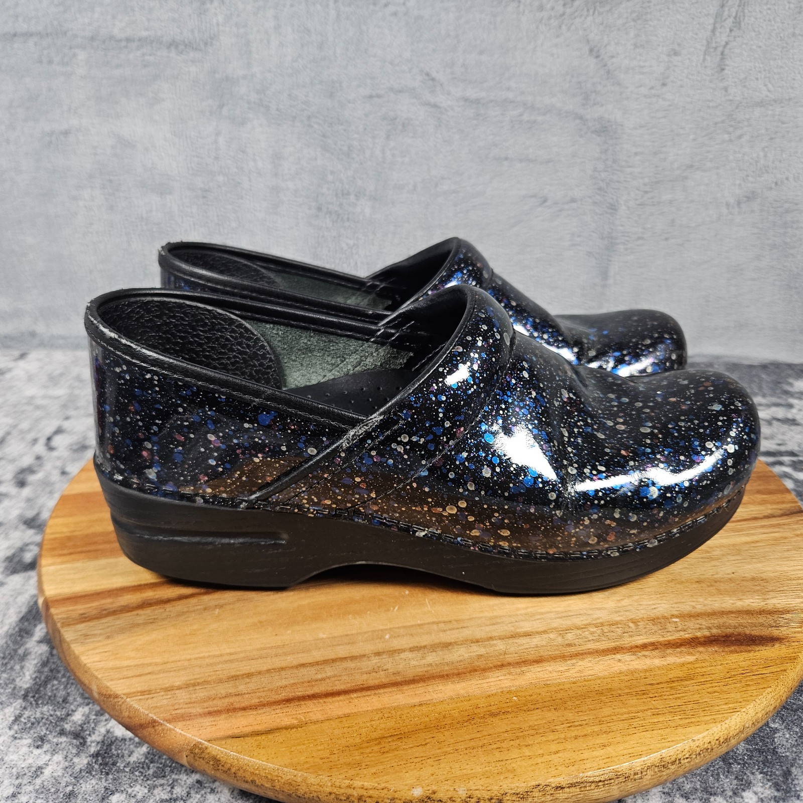 Dansko Professional Clogs Black Multicolor Paint Splatter Slip On EU 39 US 8.5–9
