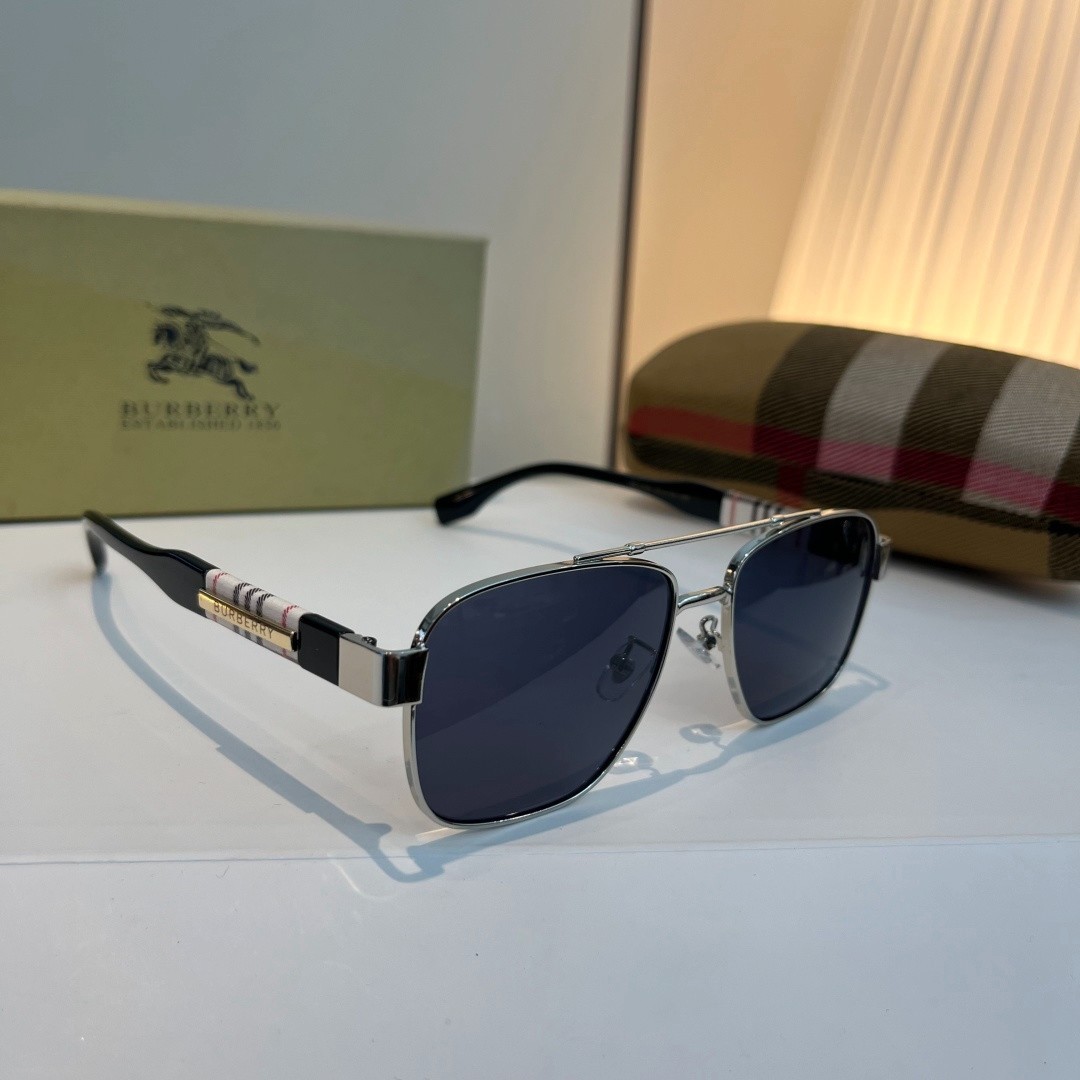 Burberry BE2394 Sunglasses 64‑16‑143 Silver Frame Dark Blue Lens