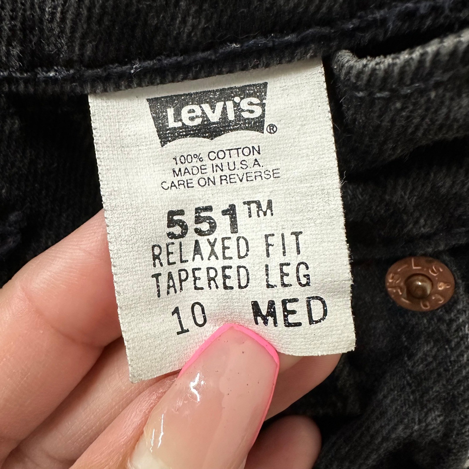 Levi’s Jeans Womens Size 10 Black 551 Relaxed Fit Tapered Leg USA Cotton Vintage