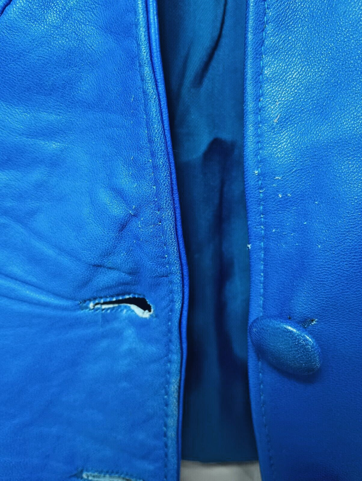 Firenze leather suit, jacket and skirt, blue, size M. DS07