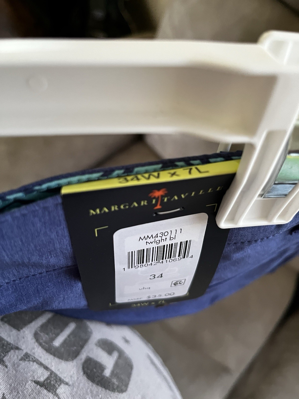 Margaritaville UPF 30+ Men’s Shorts, Size 34Wx7L, 4 Way Stretch, Quick Dry Blue