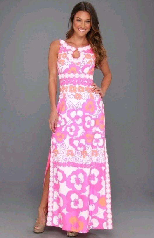 LILLY PULITZER DIDI MAXI DRESS Pansy Dance neon Guipure crochet lace Vintage