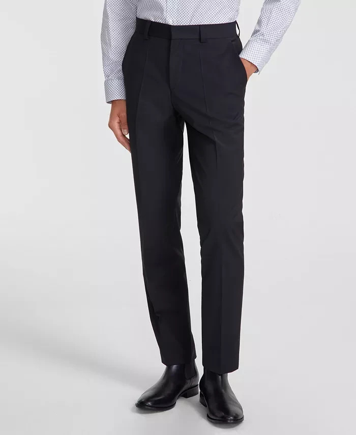 HUGO by Hugo Boss Men’s Modern-Fit Solid Wool Suit Pants Black 36W 31L Unhemmed