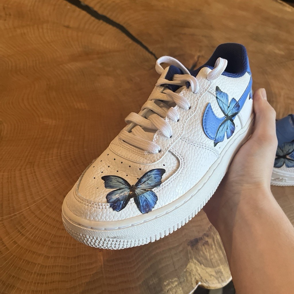 Custom Blue Butterfly Nike AF1 Low Sneakers Women’s Size 5.5/Y4