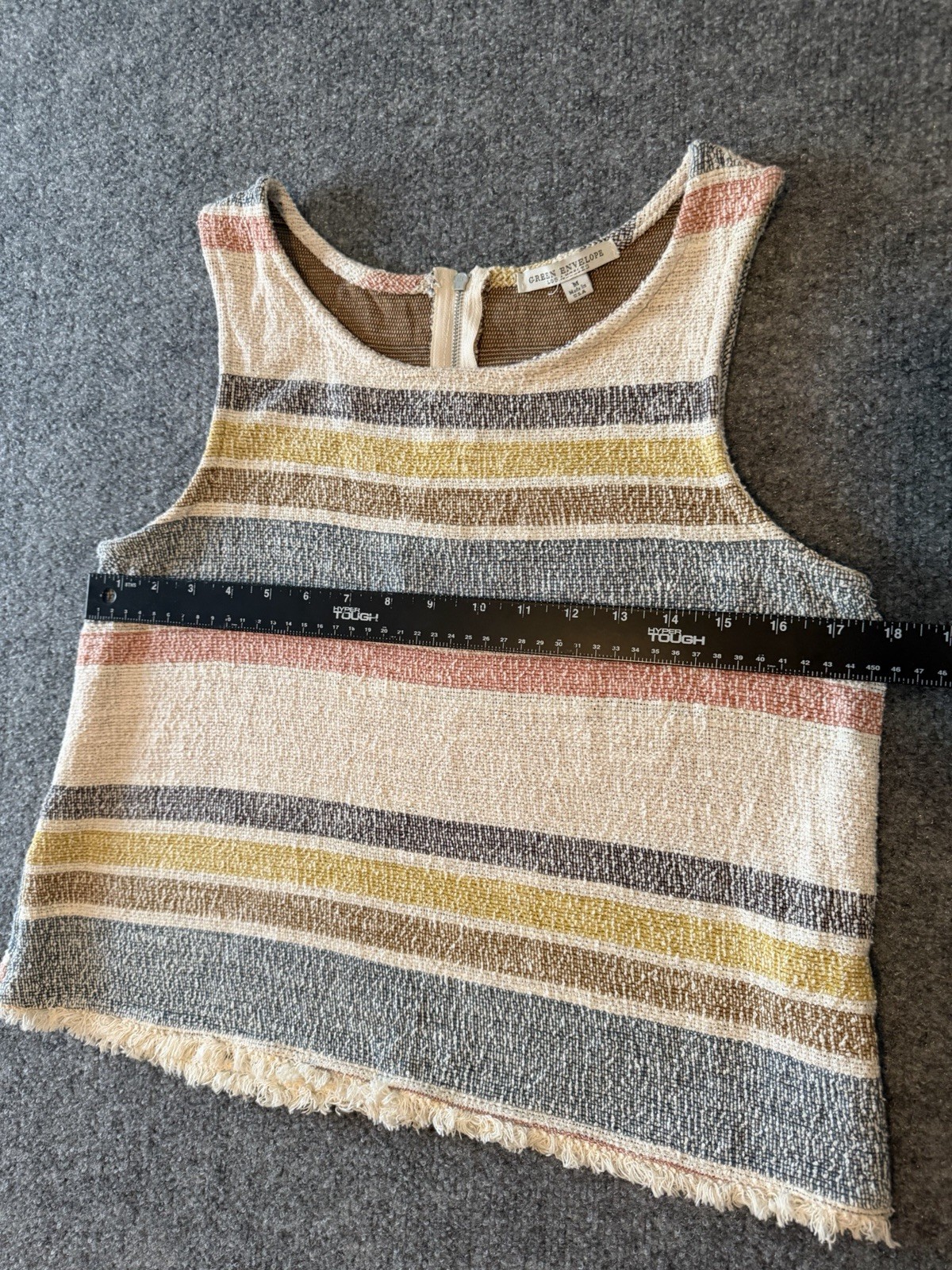 Green Envelope Tank Top 100% Cotton Textured Knit M