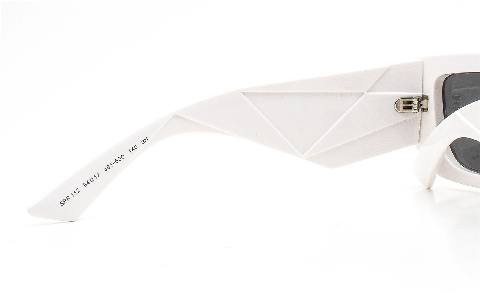 Prada Sunglasses Polished White Silver Logo SPR 11Z 461-5S0 with Case