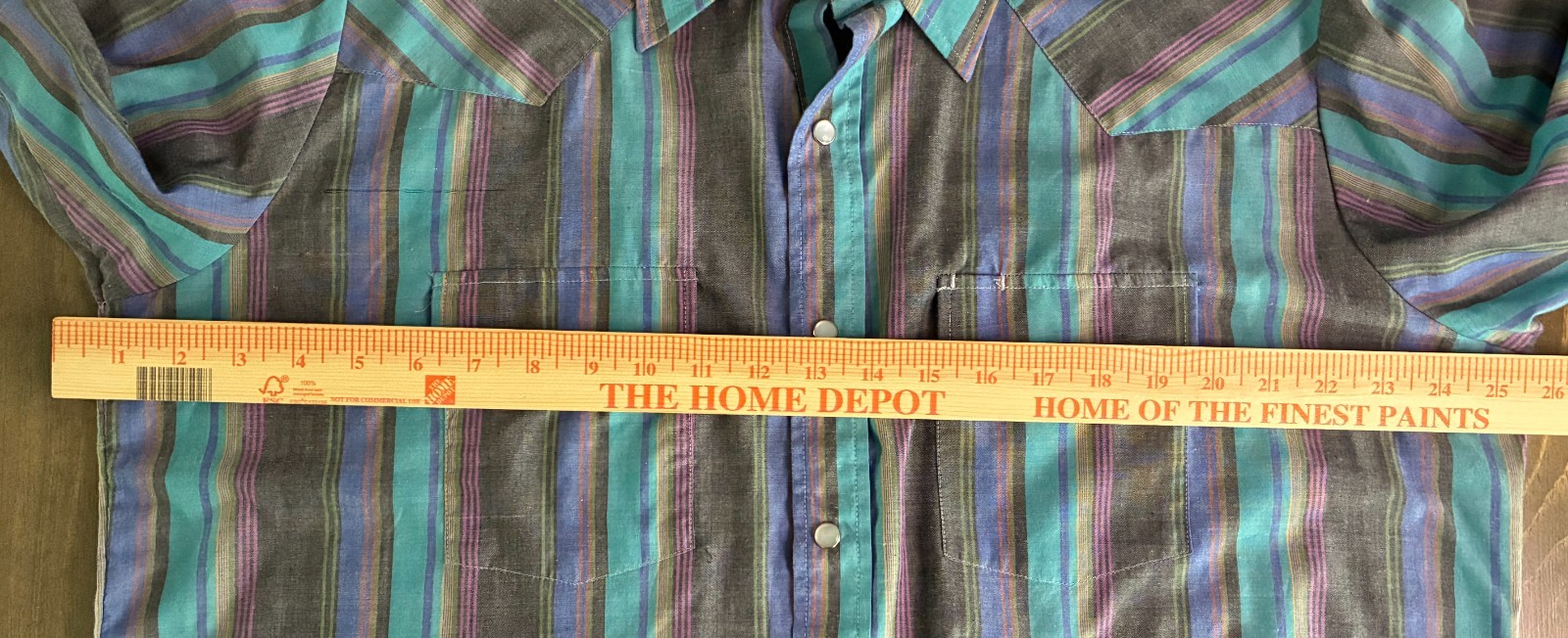 Plainsman Extra Long Tails Shirt Mens XL 17-17 1/2 Pearl Snap Stripe Western SS