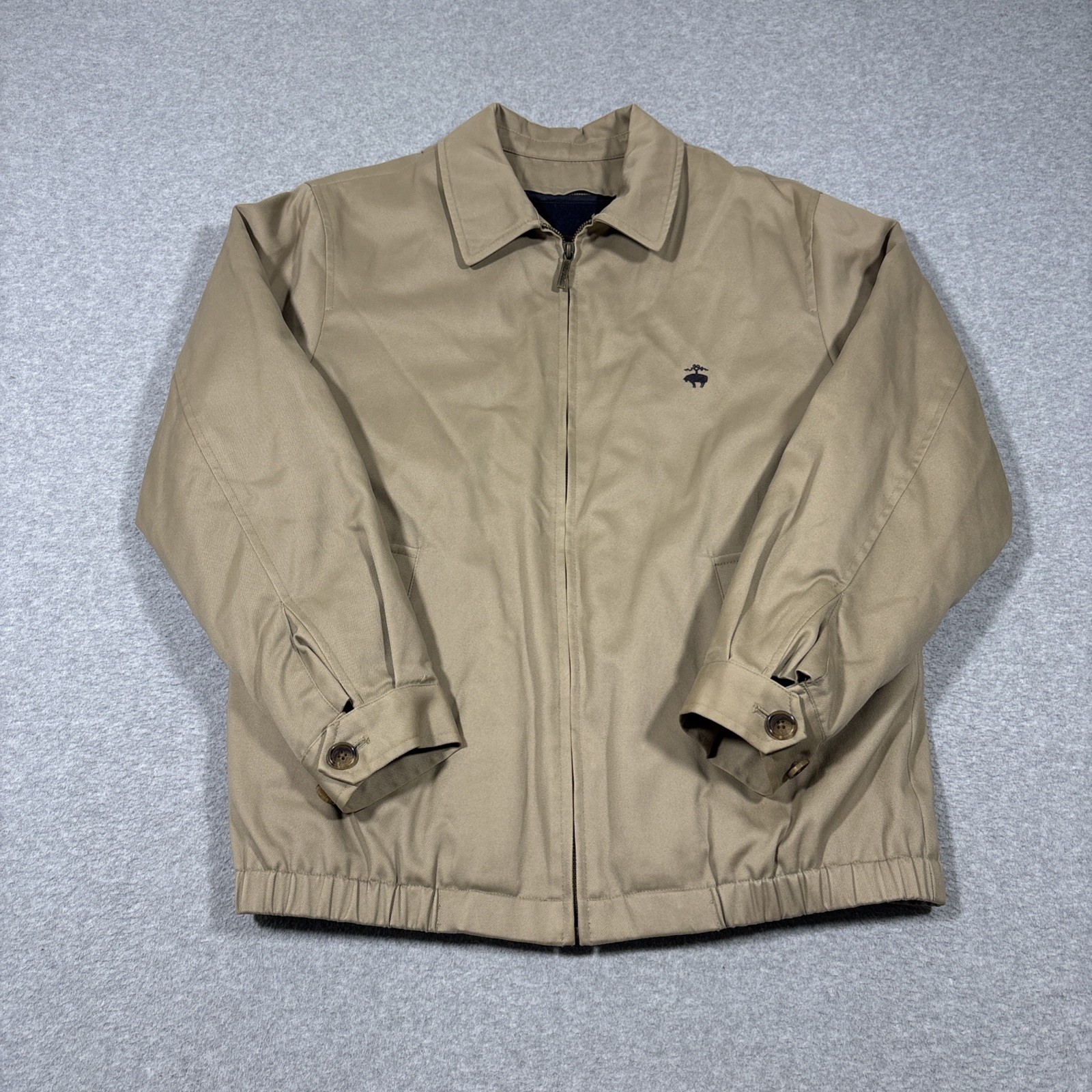 Brooks Brothers Bomber Jacket Sz L (fits XS/S) Tan Removable Zip Out Wool Lining