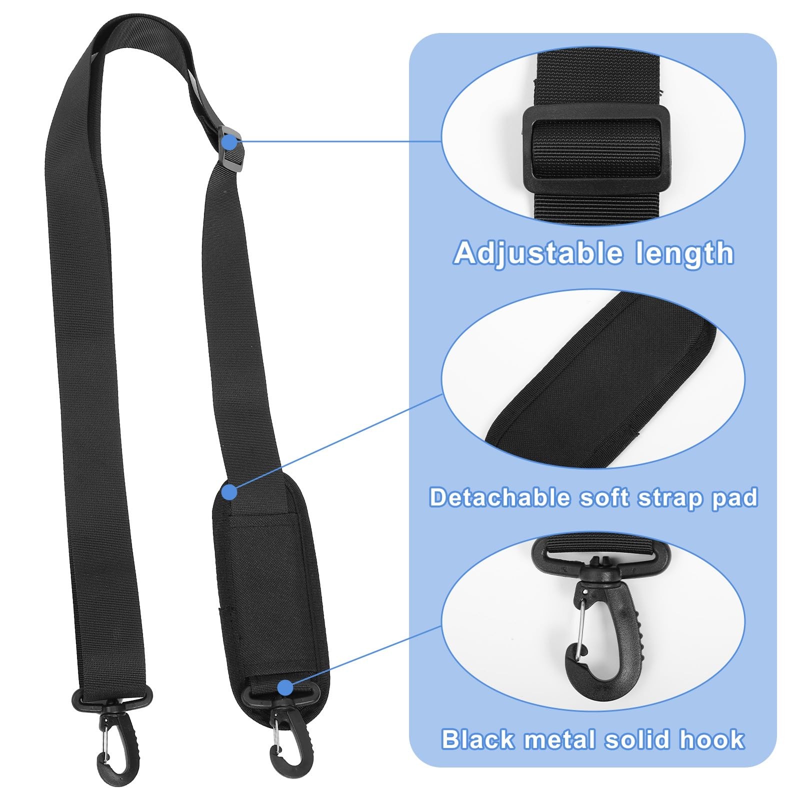 Shoulder Strap, 65 inch Adjustable Duffel Bag Shoulder Strap Replacement with