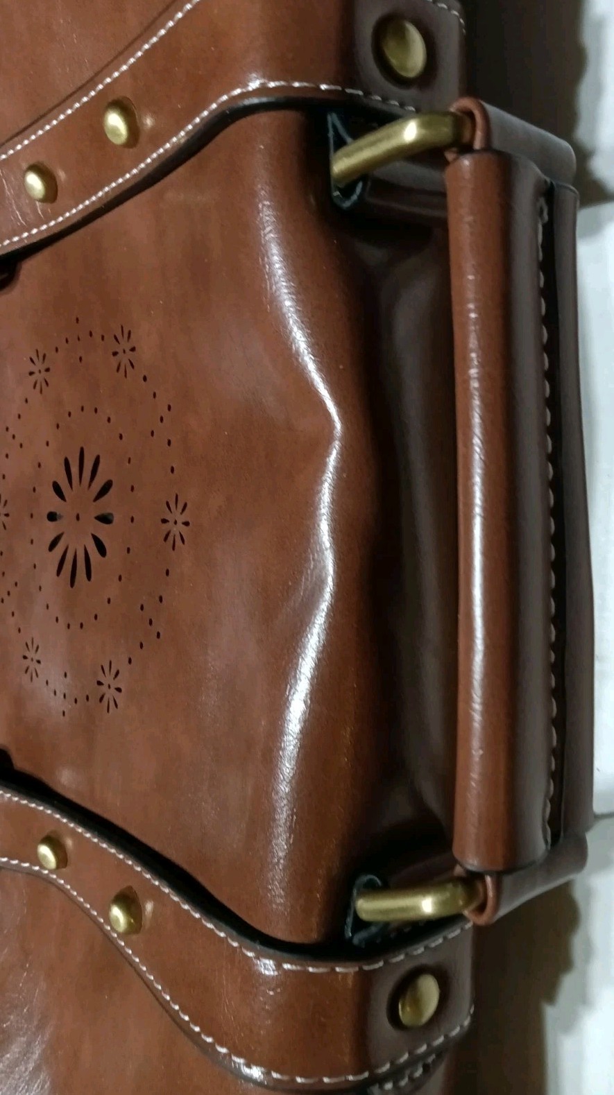 Ecosusi Cognac Vegan Leather Padded Laptop Shoulder Strap Messenger Bag EUC