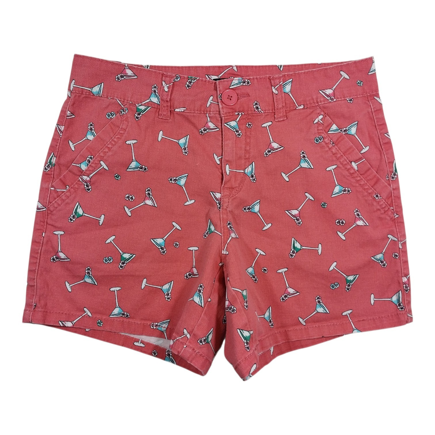 Supplies Shorts Womens 30 Size 8 Pink Martini Print Pockets Stretch Casual