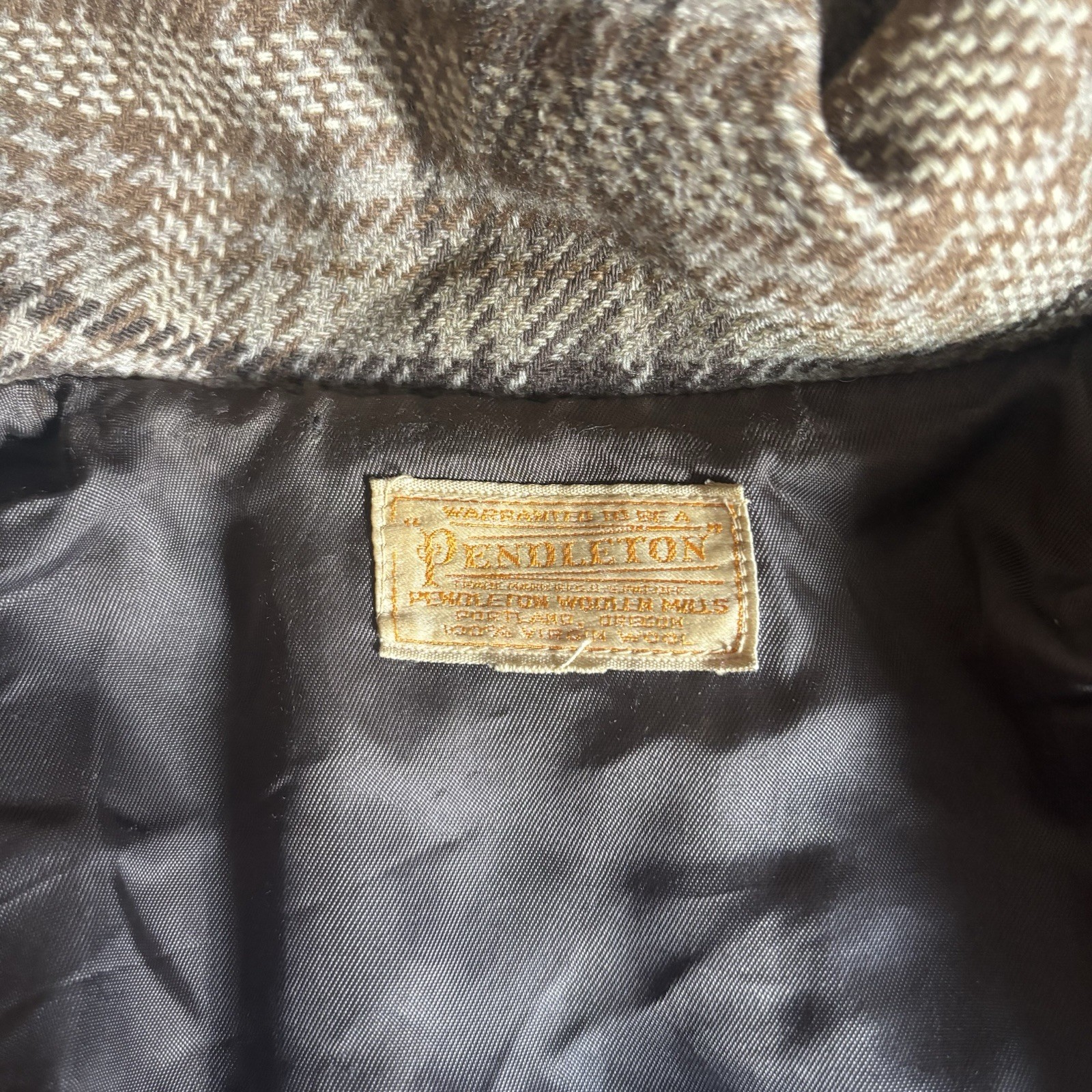 Pendleton Women’s Vintage Plaid Wool Overcoat Button Front Lined Brown