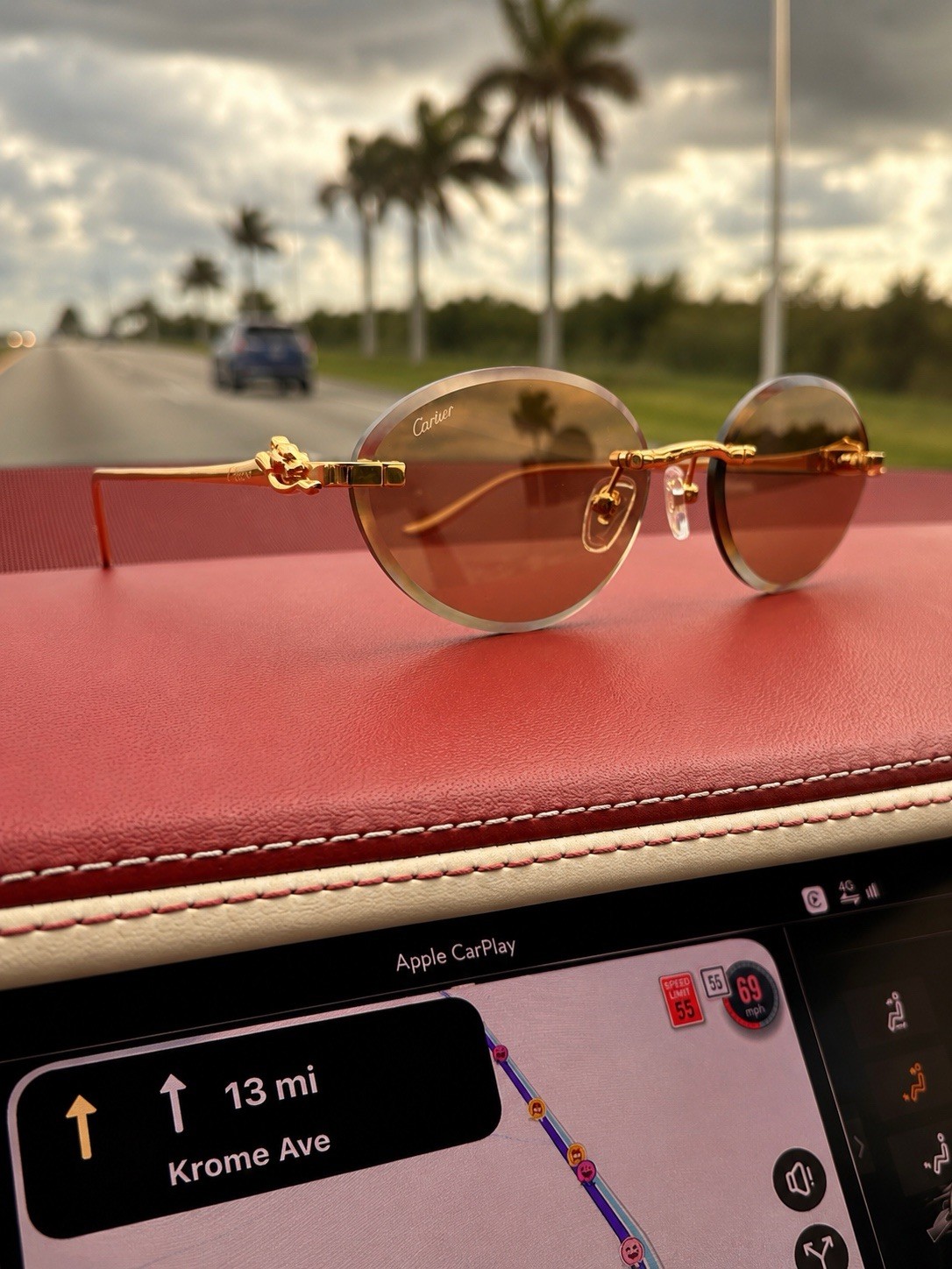 Authentic Cartier Gold Panthère Classic 58MM Oval Sunglasses