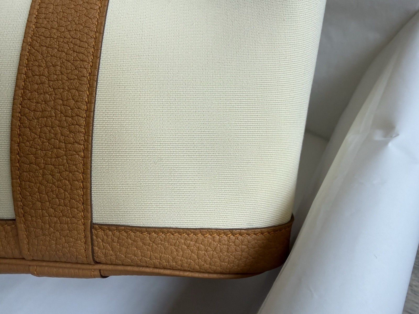 New Hermes Garden Party 30 Vanilla Vanille Naturel Sable Canvas Leather Tote Bag