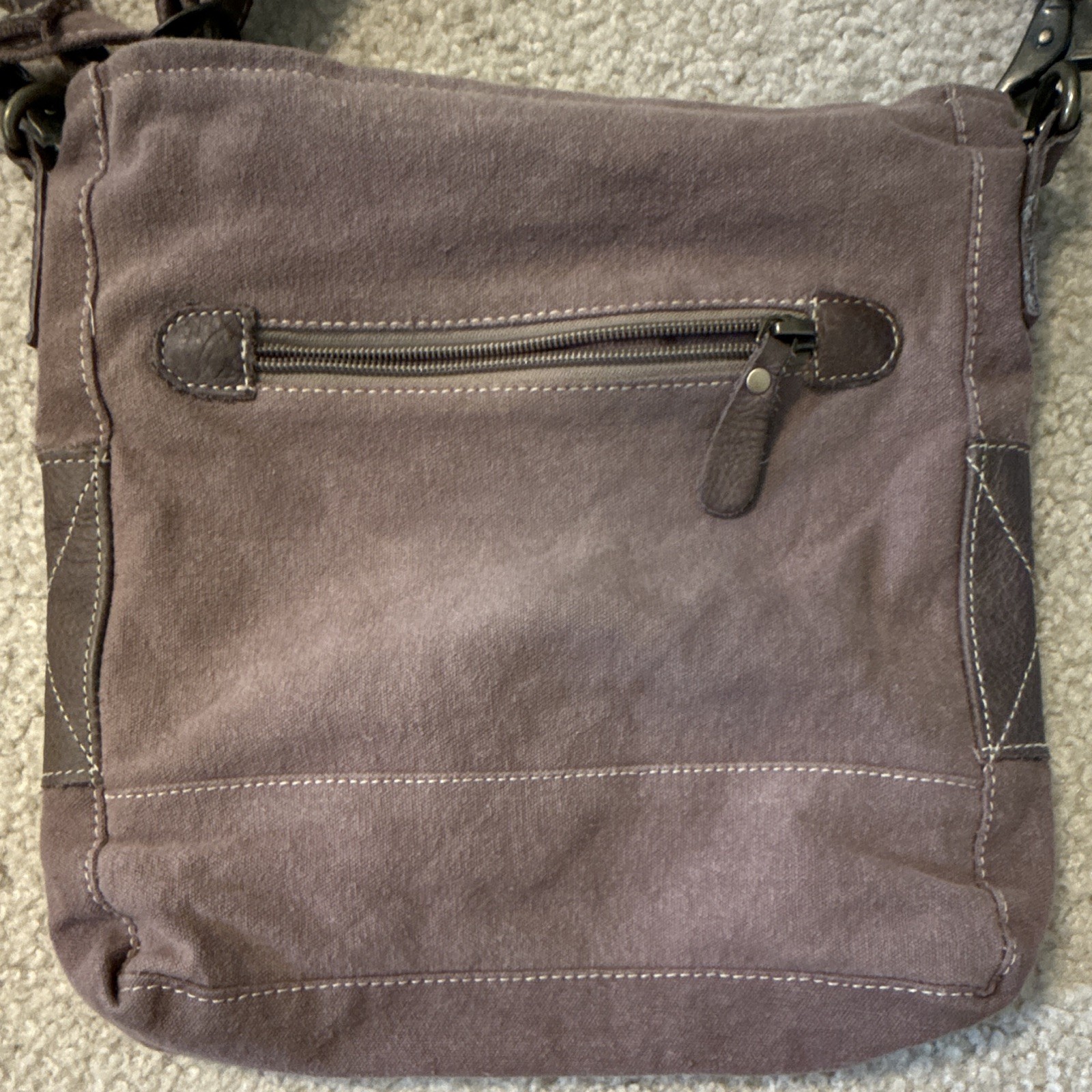 Myra Bag Floral Brown Blue White Shoulder Bag, Zip Closure, Lined, Pockets